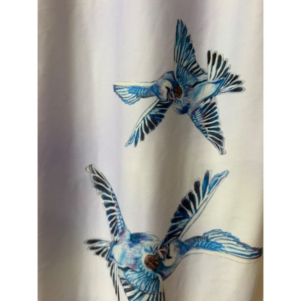 Ala von Auersperg Blue Bird Print Midi Dress Small Coastal Resort Wearable Art - Picture 5 of 11